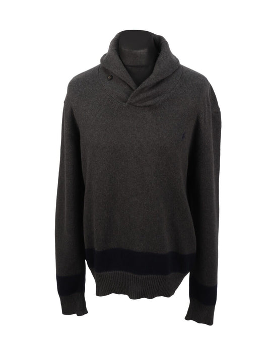 POLO RALPH LAUREN Sweater Jumper Grey Cotton Shawl Neck Men's Size XXL