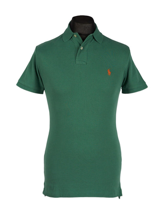 RALPH LAUREN Polo Green Orange Cotton Slim Fit Mens Top S/P
