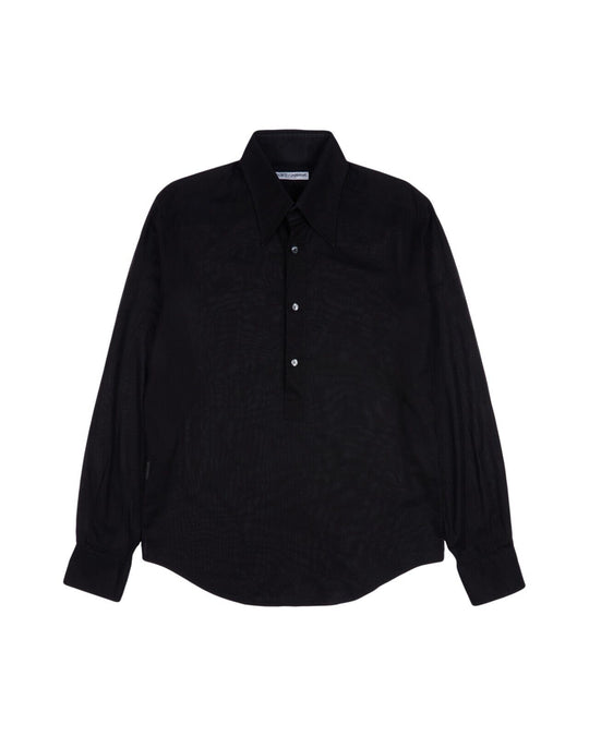 DOLCE & GABBANA Pullover Shirt Black Semi Transparent Size 41 / 16