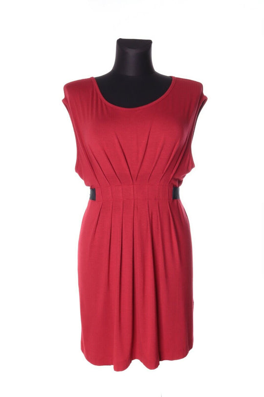 Women's TED BAKER Dark Red Viscose Pintuck Waist Detail Tee Dress Size 3