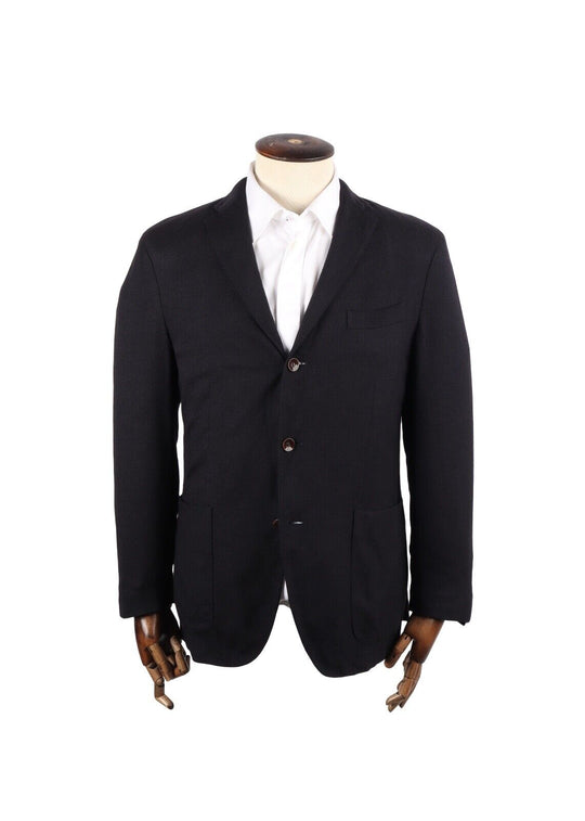 BOGLIOLI Dover Sport Coat Navy Blue Wool Unlined Blazer Men's Size 52 IT