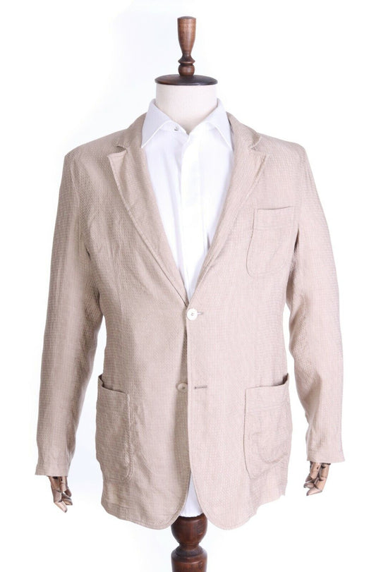 EMPORIO ARMANI Beige Linen Blend Lightweight Blazer Jacket Size 54