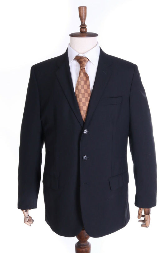 Men's HELMUT LANG Solid Black 100% Wool Suit Jacket Blazer Size 52