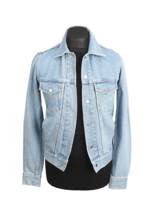 SANDRO Trucker Jacket Blue Cotton Men's Denim Size XS