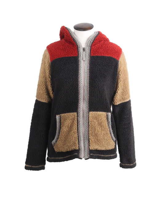 NAPAPIJRI Deep Pile Fleece Windbreaker Women's Hooded Jacket Size ~ M
