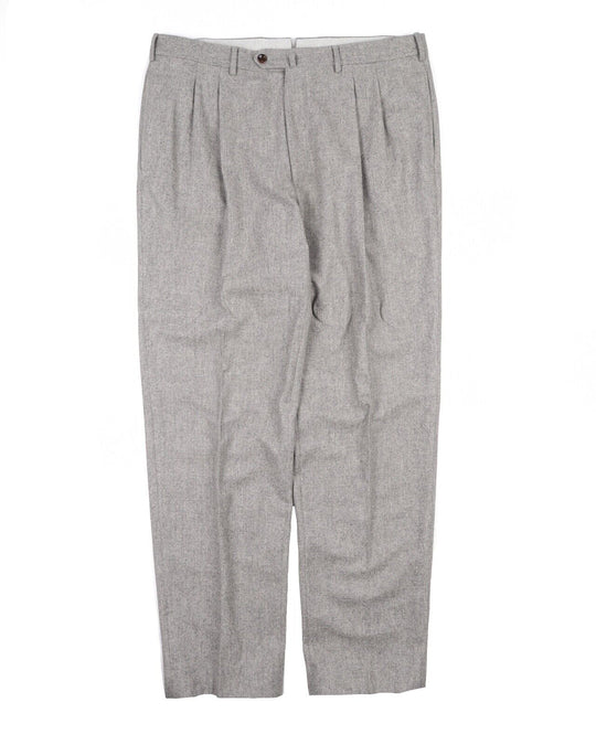 LORO PIANA Pleated Trousers Grey Wool Pants Men's Size 54 IT