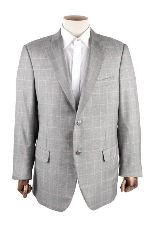 Men's SARTORIA RAVAZZOLO Grey Check Blazer Silk Blend Jacket Size 52 R
