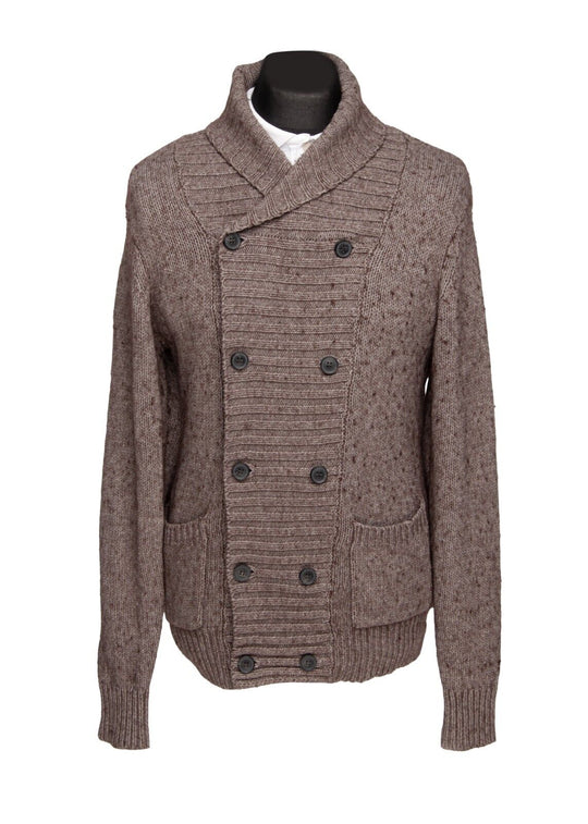 ALL SAINTS Mooch Cardigan Gray Brown Men's Knit Jumper Sweater Size M
