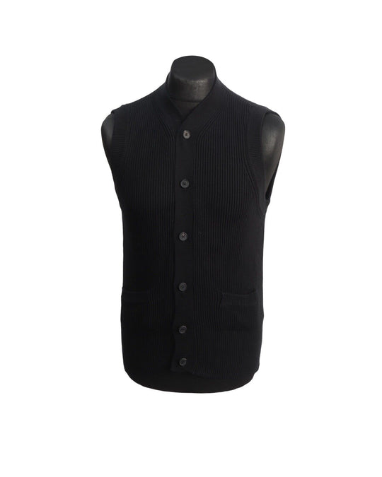 ACNE STUDIOS Lester Vest SS12 Old Gray Men's Knit Sleeveless Cardigan Size XL