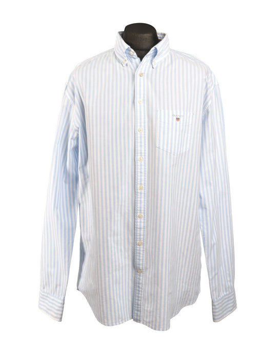 GANT The Oxford Banker Shirt Blue Striped Cotton Regular Fit Men's Size 2XL