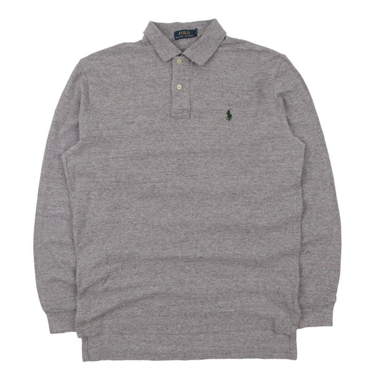 Men's Polo RALPH LAUREN GREY Cotton Polo Neck Longsleeve Jumper Size M