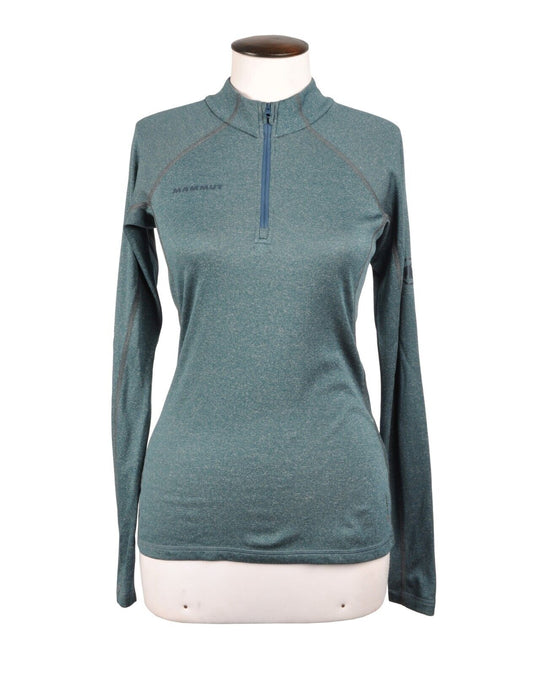 MAMMUT Runbold Pro Half Zip Shirt Navy Wool Blend Womens Polartec Pullover Small