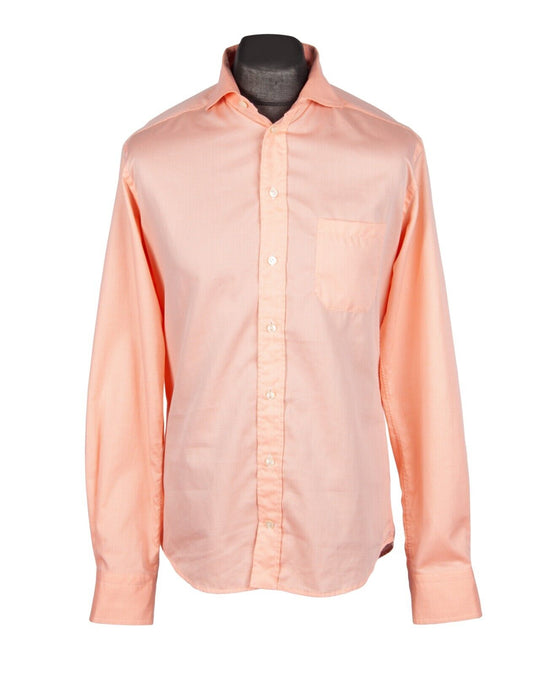 ETON Shirt Orange White Dot Cotton Men's Slim Fit Buton Up Size 40 / M