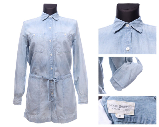 Denim & SUPPLY RALPH LAUREN Blue Denim Romper Jumpsuit Size S
