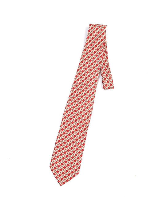 YVES SAINT LAURENT Tie Red Diamond Print Silk Men's Woven Necktie