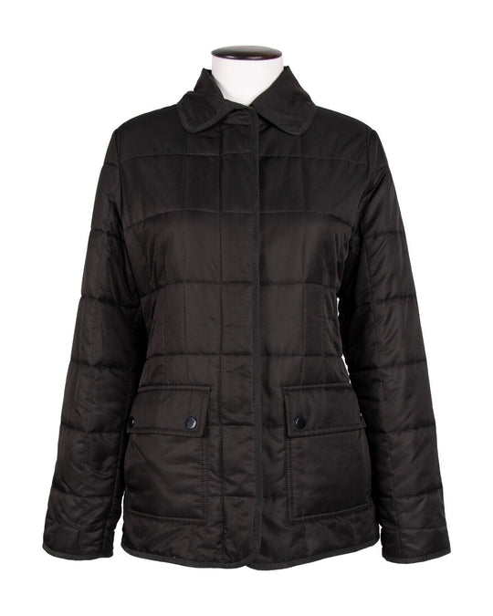 BURBERRY Quilted Jacket Black Nova Check Lining Women's Coat Size 38