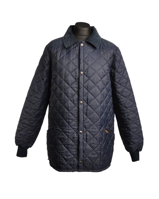 Vintage BARBOUR Liddesdale Jacket Navy Blue Quilted Men's Size XL
