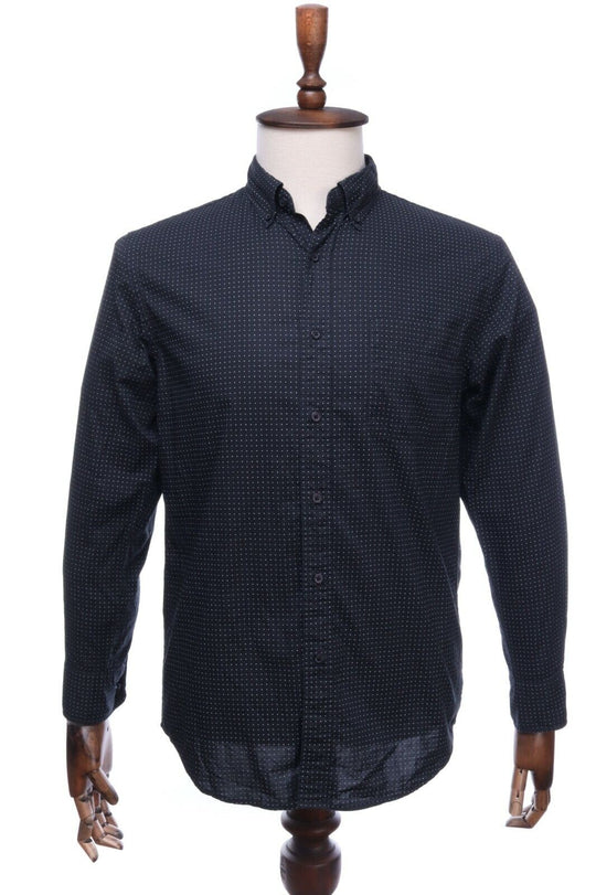 UNIQLO Black Mini Polka Dot Cotton Button-Down Shirt M