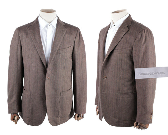 Men's ERMENEGILDO ZEGNA Brown Cashmere Wool Blazer Jacket Size 42 / 52