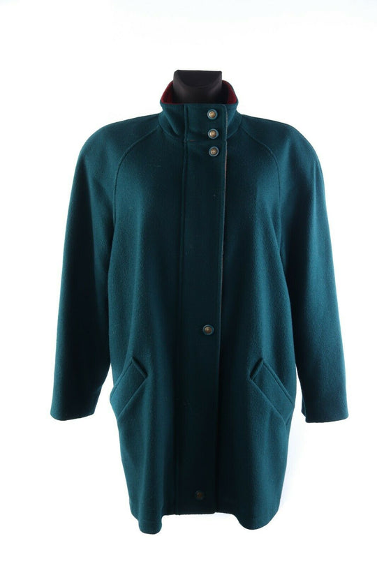 Women's MACKINTOSH Vintage Deep Green Wool Zip Coat Raglan Sleeves Size 8 US