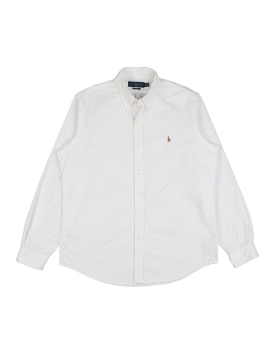 RALPH LAUREN Shirt White Cotton Men's Button Down Classic Fit Size L