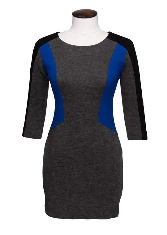 SANDRO Dress Navy Black Wool Women's Knit Tunic 3/4 Sleeves Size 1