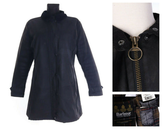 Women's BARBOUR Brown Wax Coated Cotton L68 Newmarket Jacket Size 16