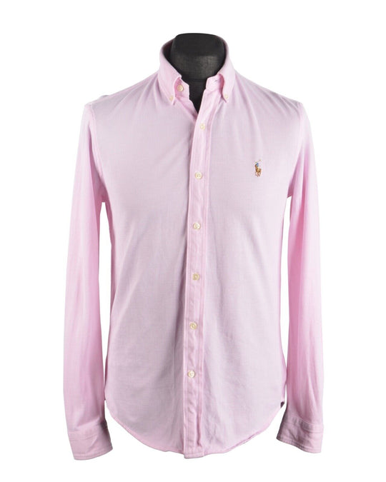 Men's POLO RALPH LAUREN Pink Knit Oxford Pique Cotton Shirt Size M