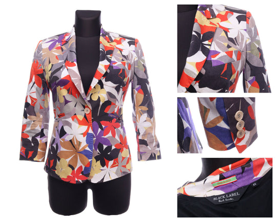 PAUL SMITH Italy Black Label Multicolored Cotton Floral Blazer Jacket Size 42