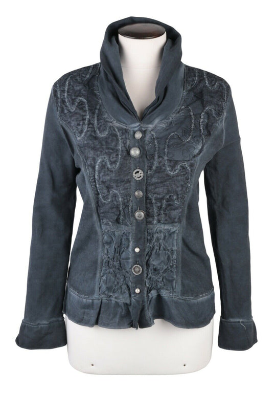 Women's BOTTEGA Elisa Cavaletti Blue Dyed Shawl Neck Blouse Top Size L