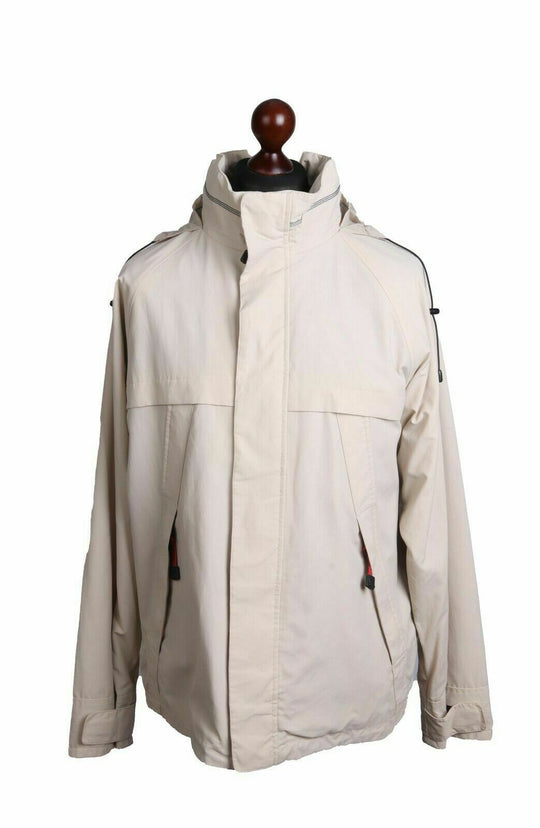 Men's HACKETT Ivory Hooded Windbreaker Packable Jacket Size M