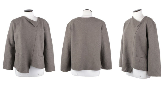 Women's OSKA Grey Asymmetric Pure Wool Pullover Bente Jumper Size 2 / s