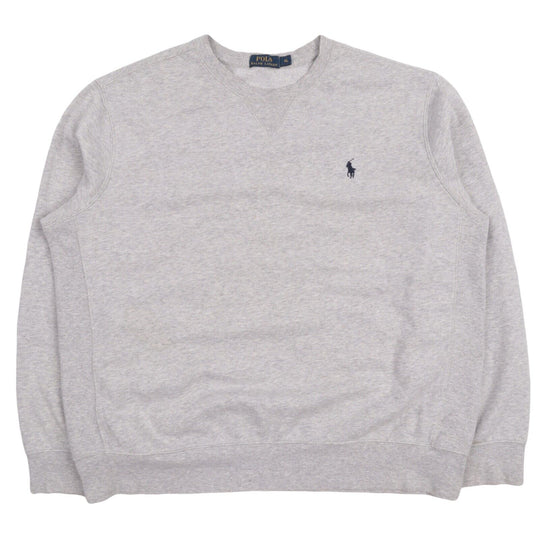 Men's POLO RALPH LAUREN Light Grey Melange Cotton Sweatshirt Jumper Size XL