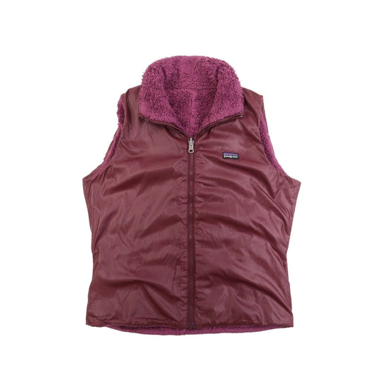 Women's Vintage PATAGONIA Cherry Deep Pile Fleece Nylon Reversible Vest Size XL