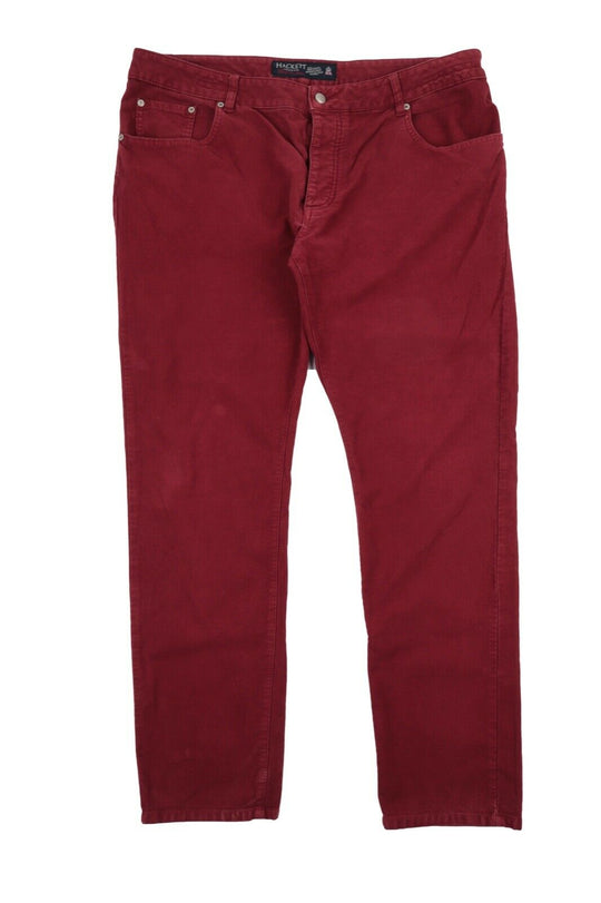 Men's HACKETT LONDON Red Cotton 5 Pocket Chino Pants Trousers Size 40