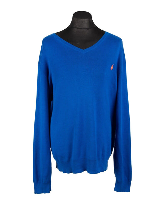 Polo By RALPH LAUREN Pullover V Neck Pima Cotton Blue Men's Jumper Size XXL Slim