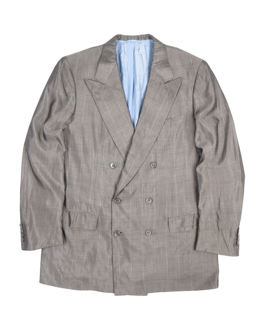 BRIONI Jacket Grey Pinstripe Pure Silk Double Breasted Mens Blazer Size 42 US