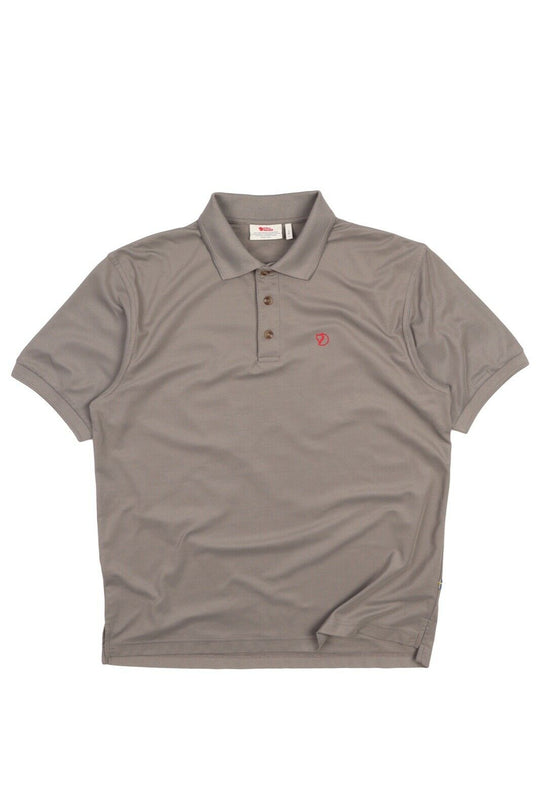 Men's FJALLRAVEN Crowley Pique Grey Short Sleeve Polo Shirt Size L