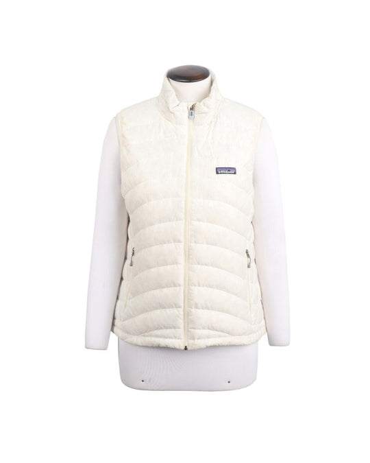 PATAGONIA Quilted Waistcoat Ivory Beige Women's Down Vest Size L