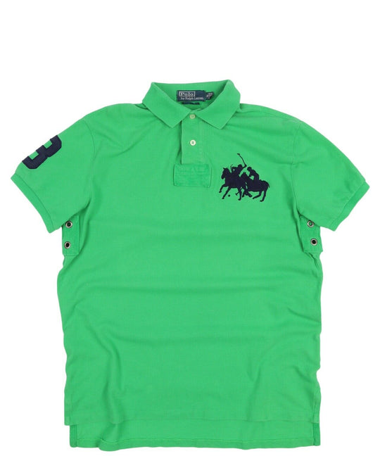 Men's POLO RALPH LAUREN Green Pique Cotton Polo Shirt Size M