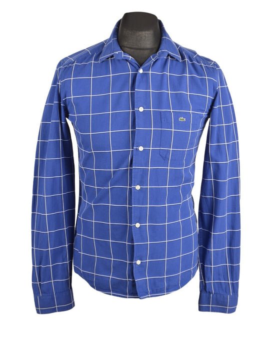 LACOSTE LIVE  Blue Check Men's Cotton Shirt Size 39