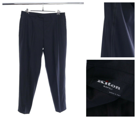 KITON NAPOLI Italy Black Dress Evening Pants Taped Trousers Size 50