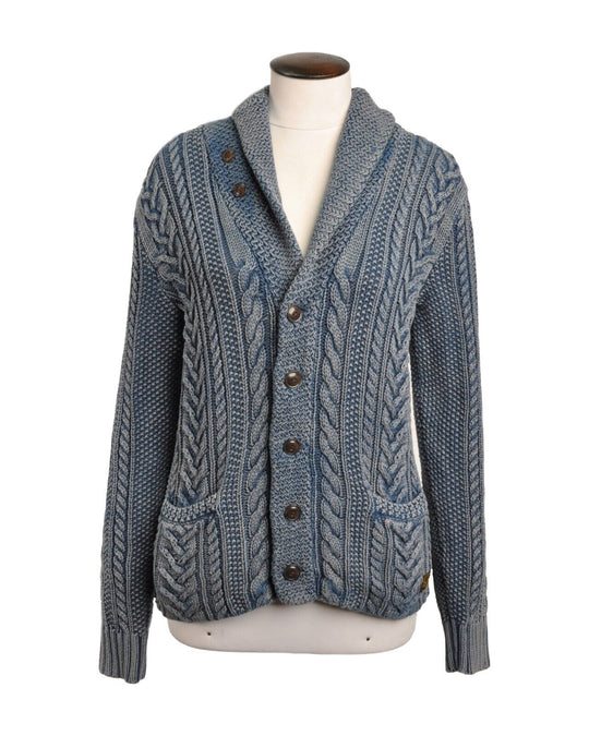 RALPH LAUREN DENIM SUPPLY Cardigan Heavy Knit Blue Dyed Button Men's Size S