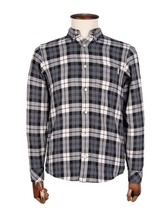 CARHARTT WIP Flannel Shirt Black White Check Cotton Men's Button Down Size M