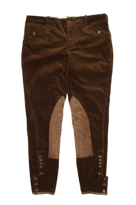 Women's RALPH LAUREN Brown Corduroy Cotton Horse Riding Wide Pants Size 8 US