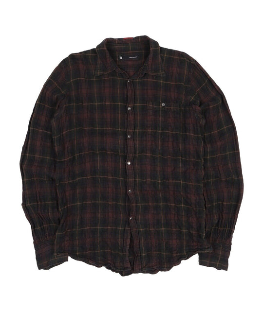 DSQUARED2 Shirt Crinked Cotton Check Snap Men's Size 52 / L