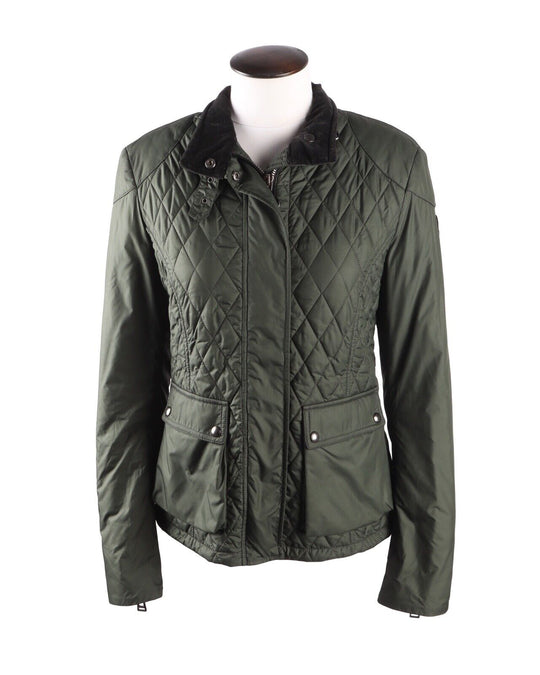 BELSTAFF Green Quilted Biker Motorcycle Women Jacket Size IT 46