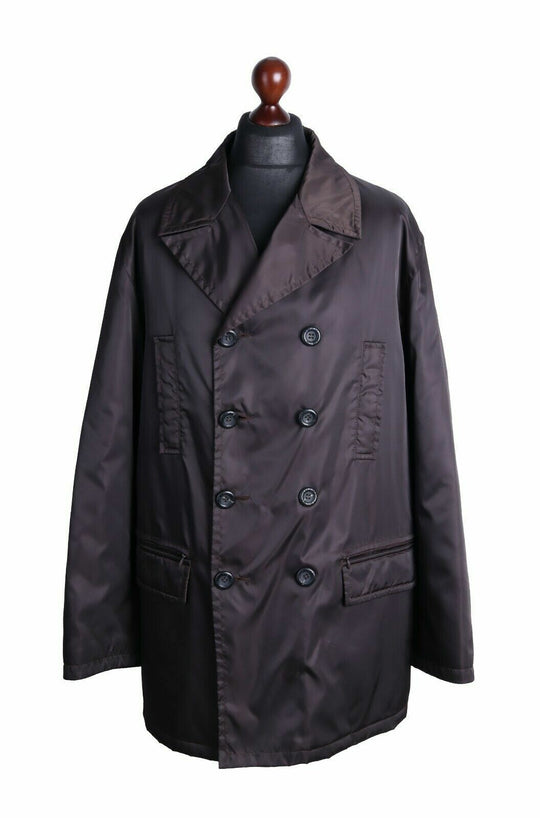 Men's MCM SPORTS Legere Brown Nylon Insulated Elongated Pea Coat Size 8