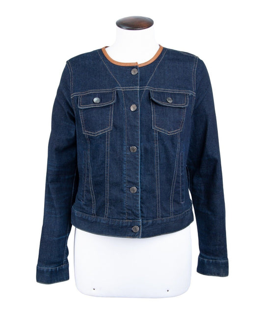 Polo RALPH LAUREN Jacket Denim Blue Band Collar Women's Size M