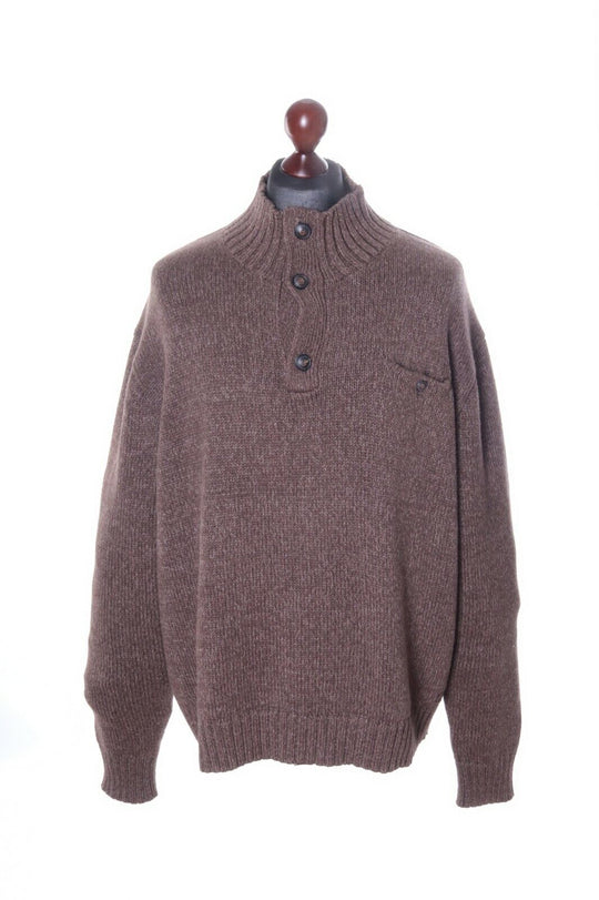 Men's POLO RALPH LAUREN Brown 100% Cotton Button Neck Sweater Size XXL